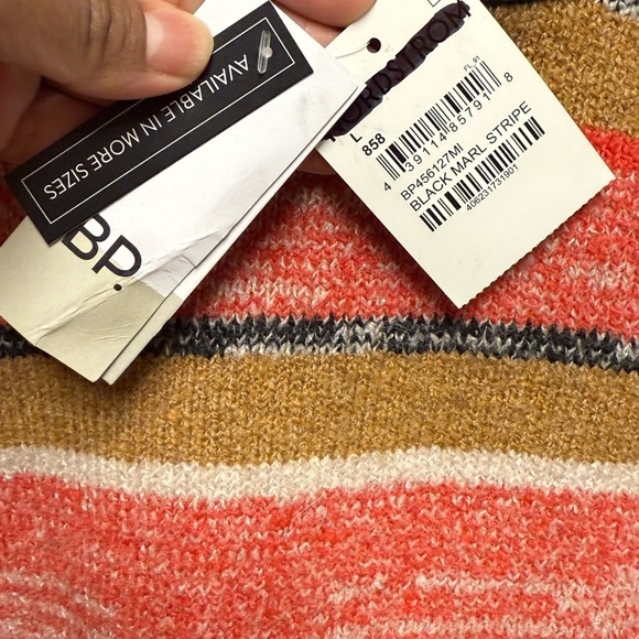 Nordstrom BP Women’s Cropped Cardigan Button Front Bright Patterned Meryl Stripe - Picture 6 of 6